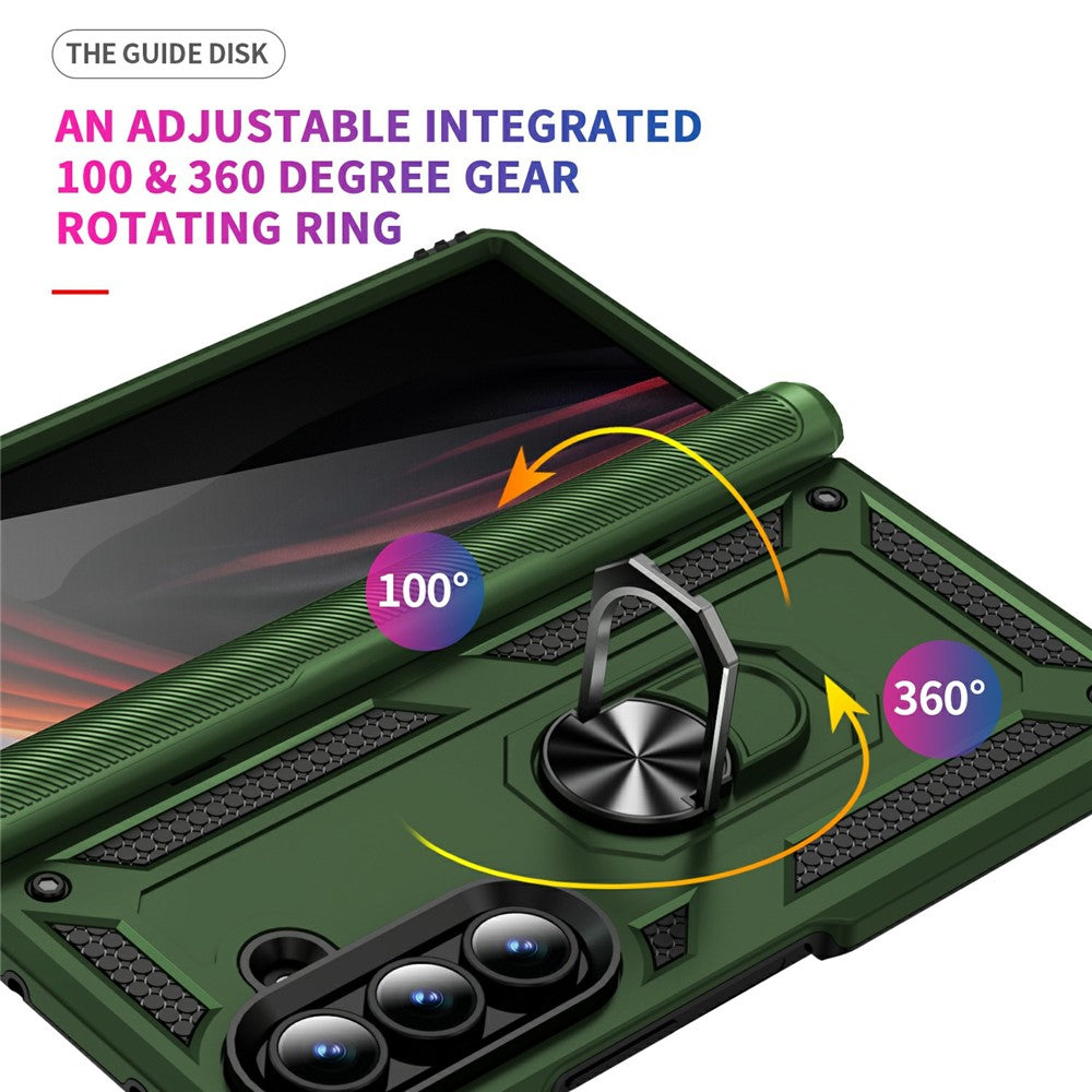 For Samsung Galaxy Z Fold7 5G Case PC + TPU Phone Cover with Kickstand - Army Green