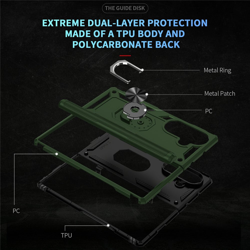 For Samsung Galaxy Z Fold7 5G Case PC + TPU Phone Cover with Kickstand - Army Green
