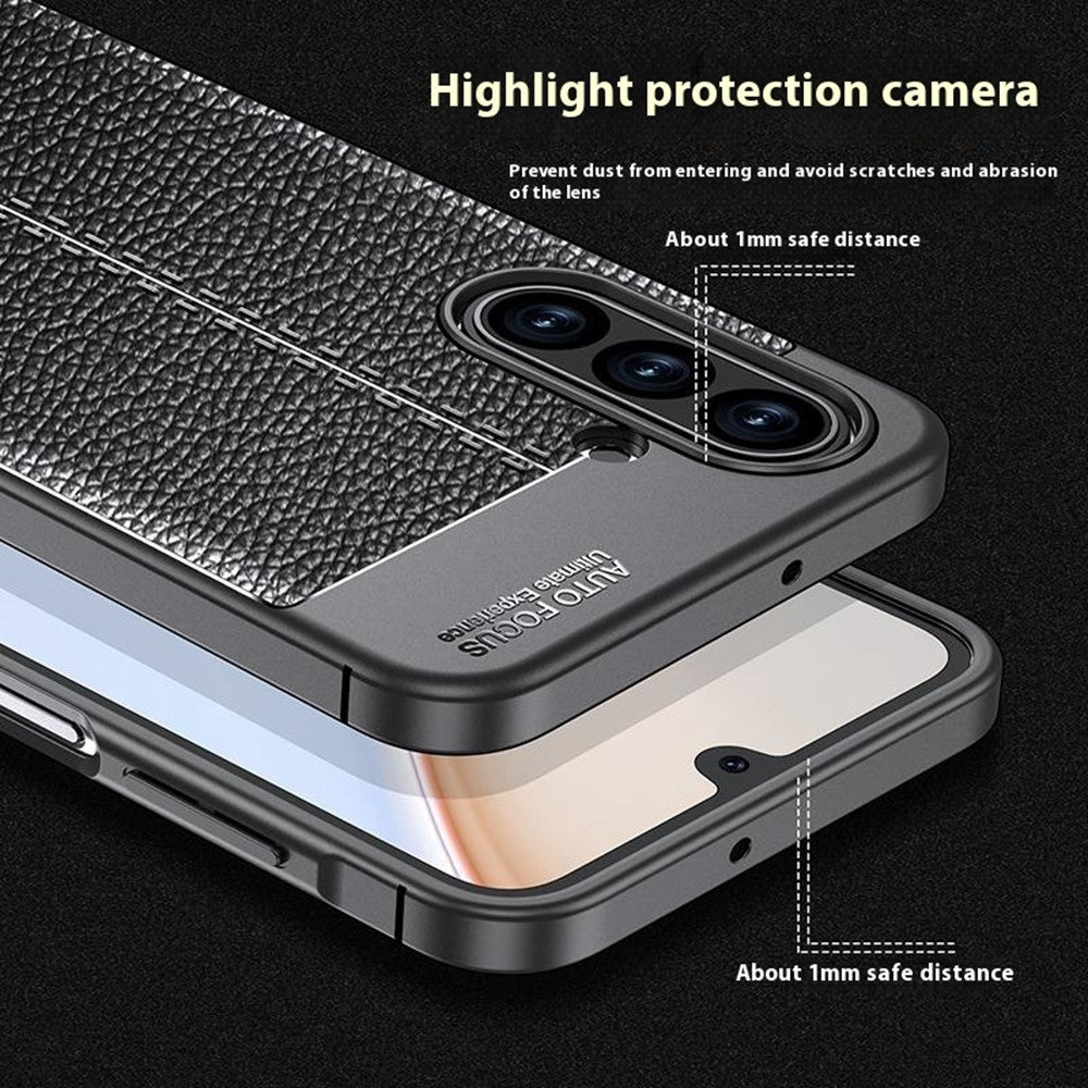 For Samsung Galaxy A17 5G Case Litchi Texture TPU Flexible Phone Cover, Black