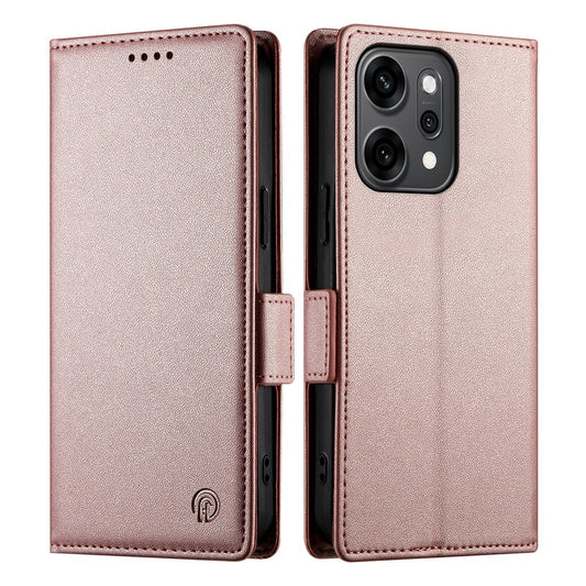 For Oppo Reno14 Pro 5G (Global) Stand Case PU Leather Wallet Phone Cover - Rose Gold