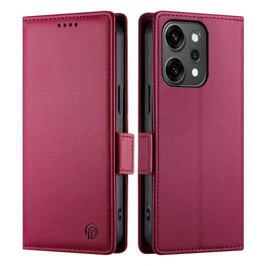 For Oppo Reno14 Pro 5G (Global) Stand Case PU Leather Wallet Phone Cover - Wine Red