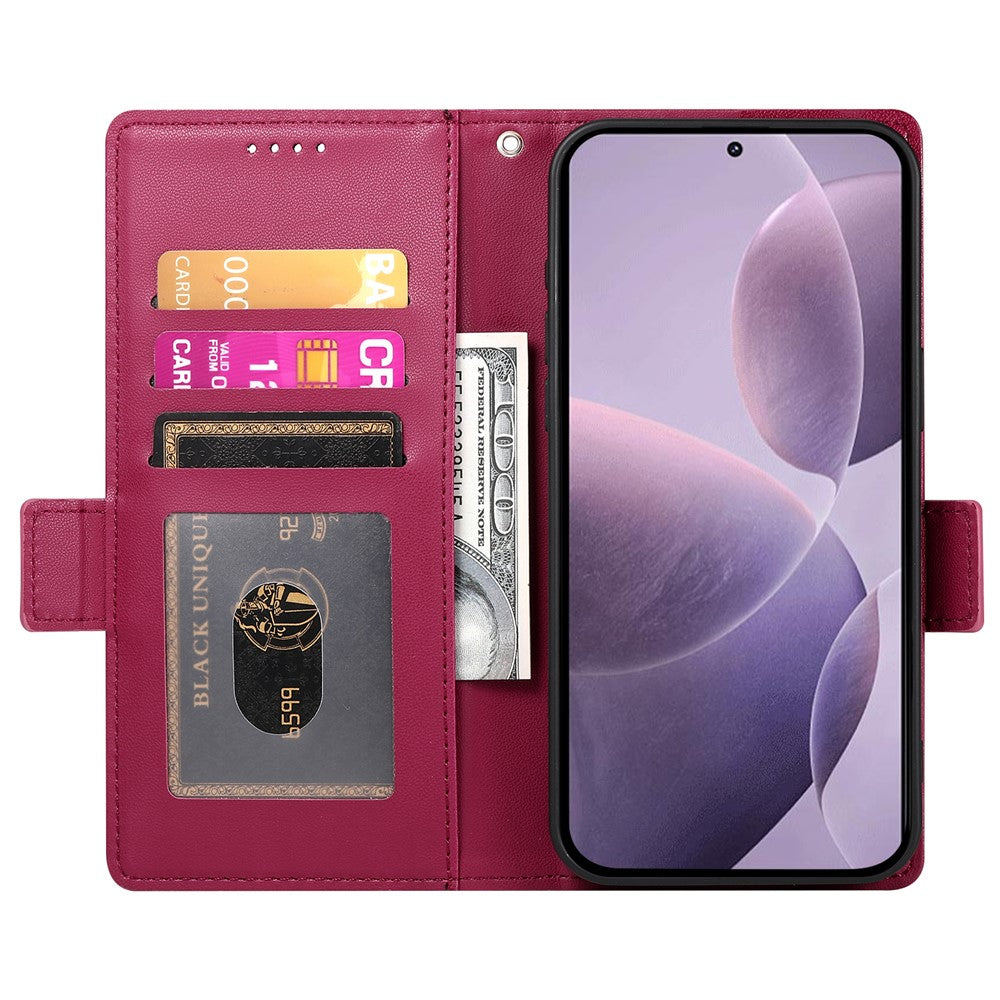For Oppo Reno14 Pro 5G (Global) Stand Case PU Leather Wallet Phone Cover - Wine Red