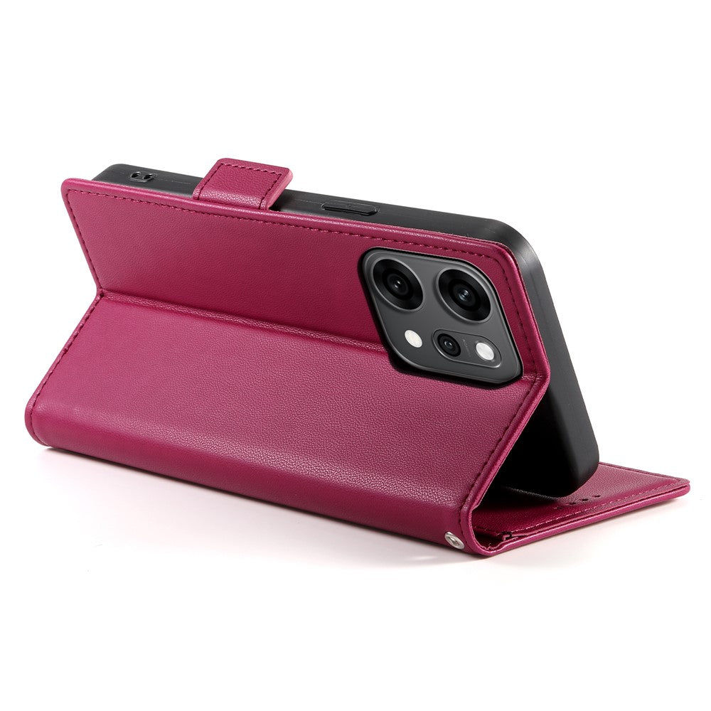 For Oppo Reno14 Pro 5G (Global) Stand Case PU Leather Wallet Phone Cover - Wine Red