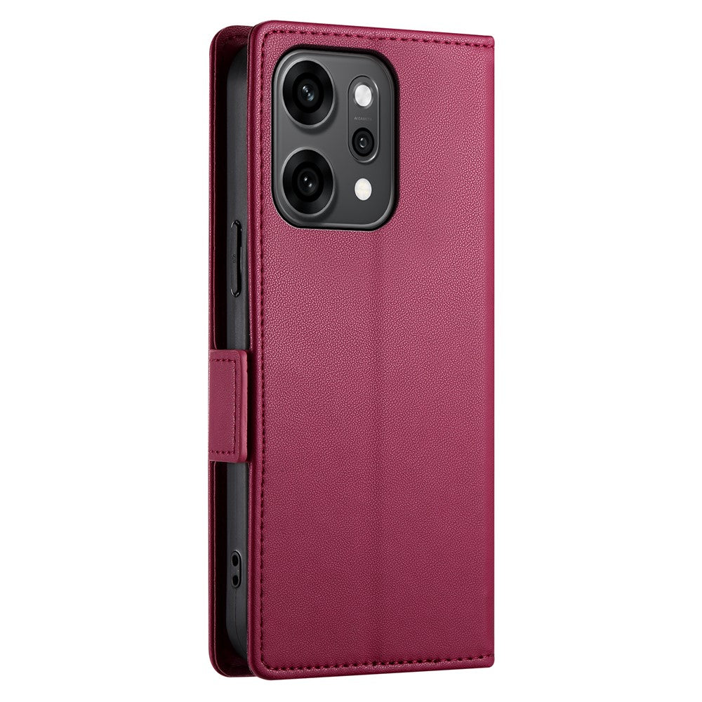 For Oppo Reno14 Pro 5G (Global) Stand Case PU Leather Wallet Phone Cover - Wine Red