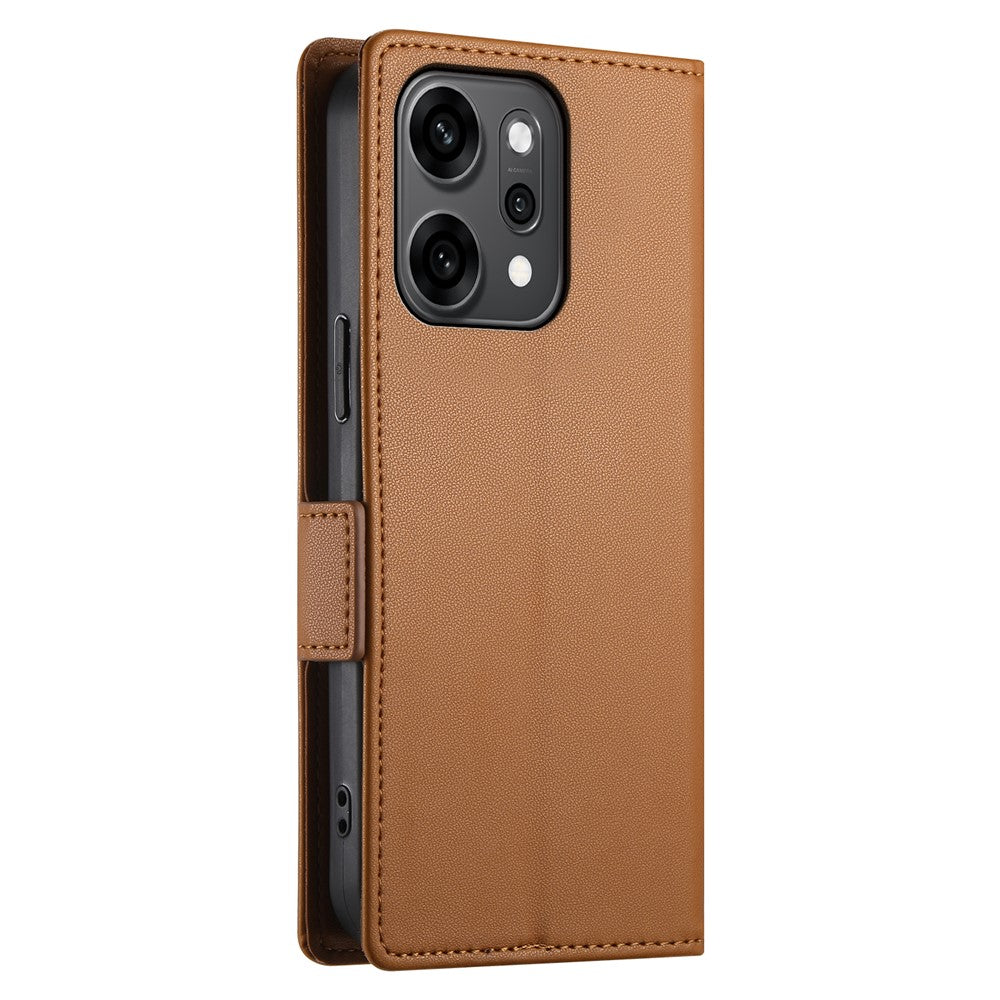 For Oppo Reno14 Pro 5G (Global) Stand Case PU Leather Wallet Phone Cover - Brown