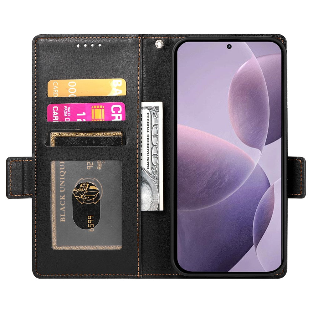 For Oppo Reno14 Pro 5G (Global) Stand Case PU Leather Wallet Phone Cover - Black