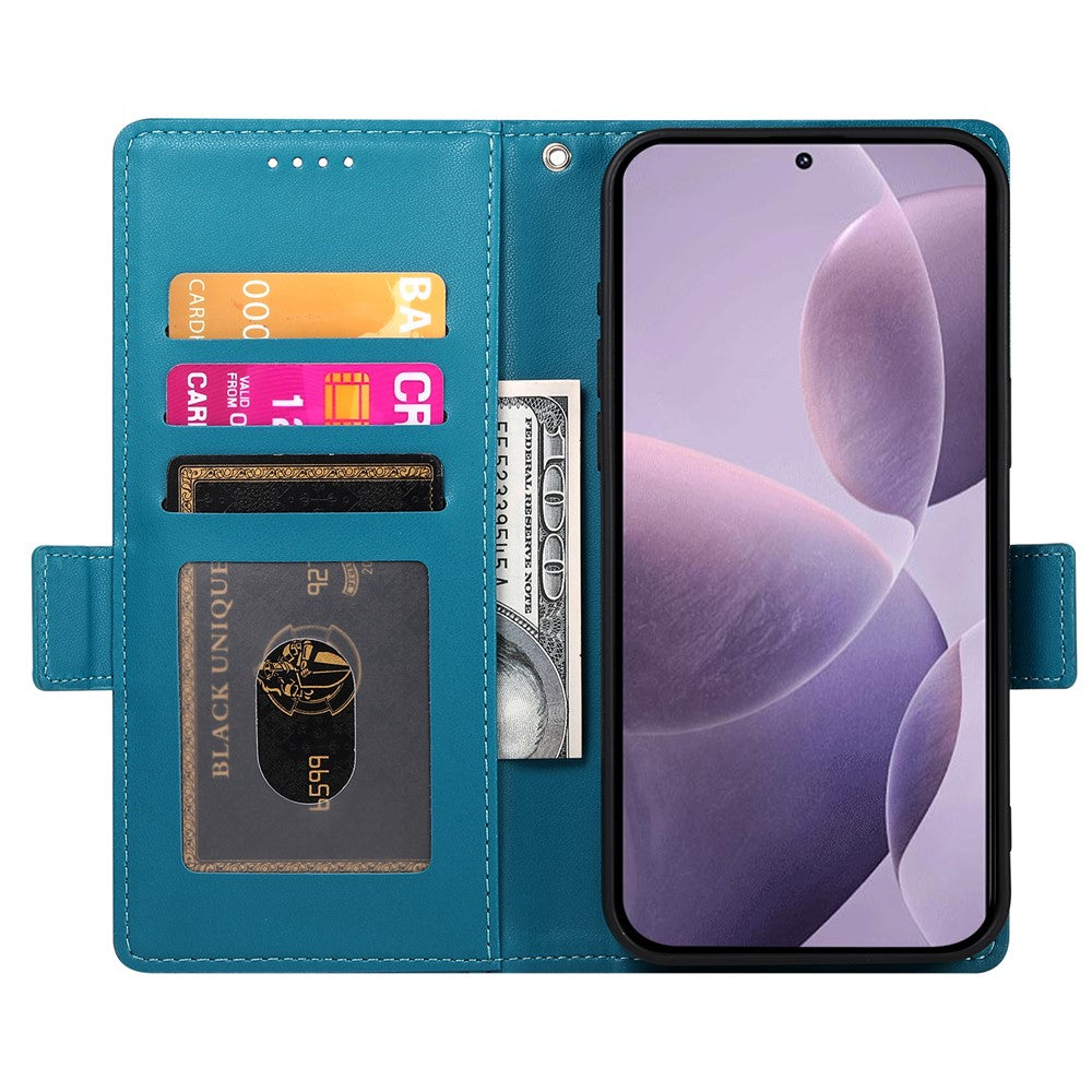 For Oppo Reno14 Pro 5G (Global) Stand Case PU Leather Wallet Phone Cover - Blue