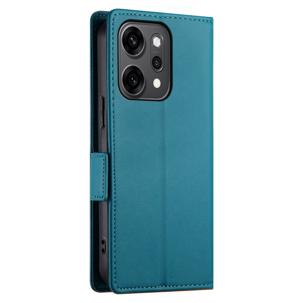 For Oppo Reno14 Pro 5G (Global) Stand Case PU Leather Wallet Phone Cover - Blue