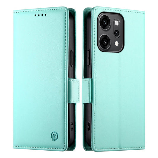For Oppo Reno14 Pro 5G (Global) Stand Case PU Leather Wallet Phone Cover - Mint Green