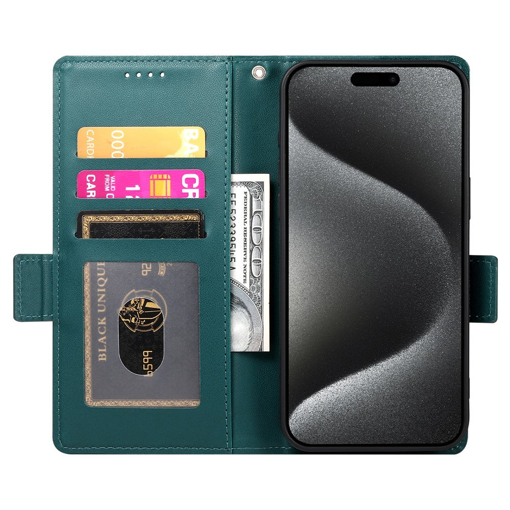 For iPhone 17 Pro Max Stand Case PU Leather Wallet Phone Cover - Blackish Green