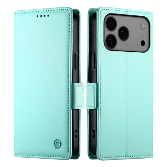 For iPhone 17 Pro Max Stand Case PU Leather Wallet Phone Cover - Mint Green