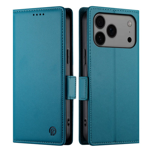 For iPhone 17 Pro Max Stand Case PU Leather Wallet Phone Cover - Blue