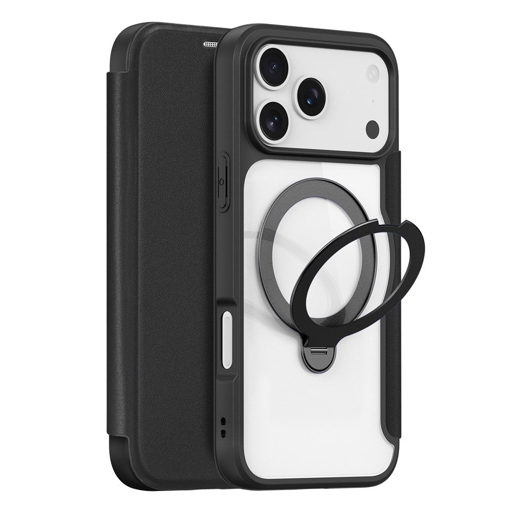 For iPhone 17 Pro Max Leather Case DUX DUCIS Skin X Pro Series Rotary Kickstand Cover Compatible with MagSafe - Black