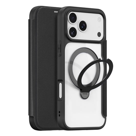 For iPhone 17 Pro Max Leather Case DUX DUCIS Skin X Pro Series Rotary Kickstand Cover Compatible with MagSafe - Black
