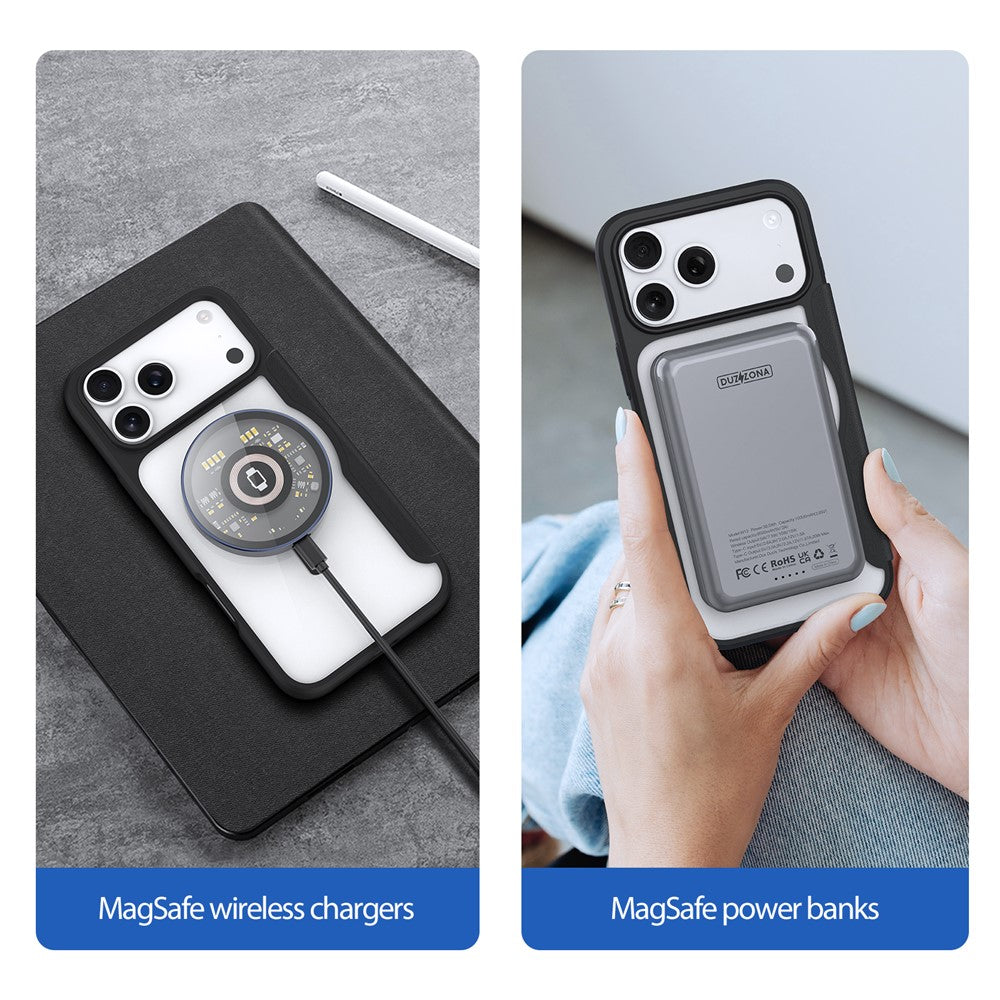 For iPhone 17 Pro Max Leather Case DUX DUCIS Skin X Pro Series Flip Cover Compatible with MagSafe - Black