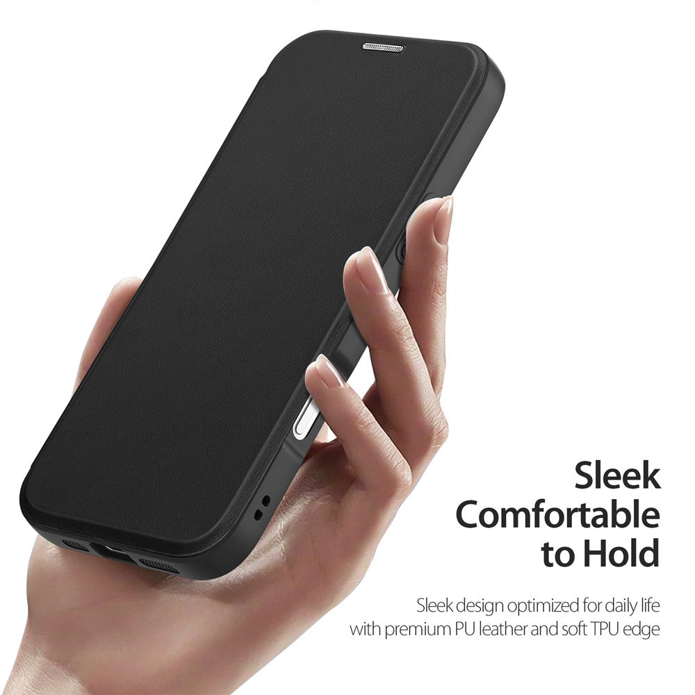 For iPhone 17 Pro Max Leather Case DUX DUCIS Skin X Pro Series Flip Cover Compatible with MagSafe - Black