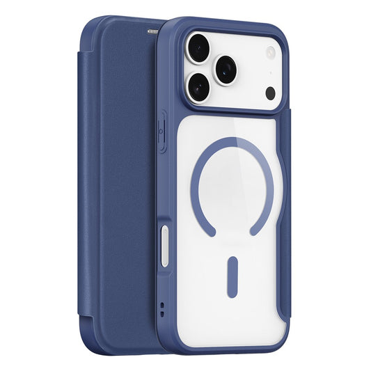 For iPhone 17 Pro Max Leather Case DUX DUCIS Skin X Pro Series Flip Cover Compatible with MagSafe - Blue