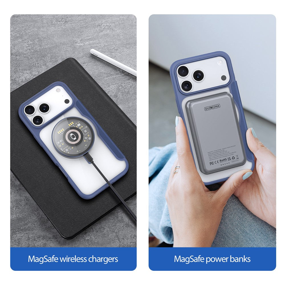 For iPhone 17 Pro Max Leather Case DUX DUCIS Skin X Pro Series Flip Cover Compatible with MagSafe - Blue