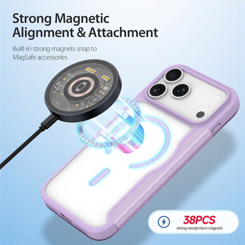 For iPhone 17 Pro Max Leather Case DUX DUCIS Skin X Pro Series Flip Cover Compatible with MagSafe - Purple Pink