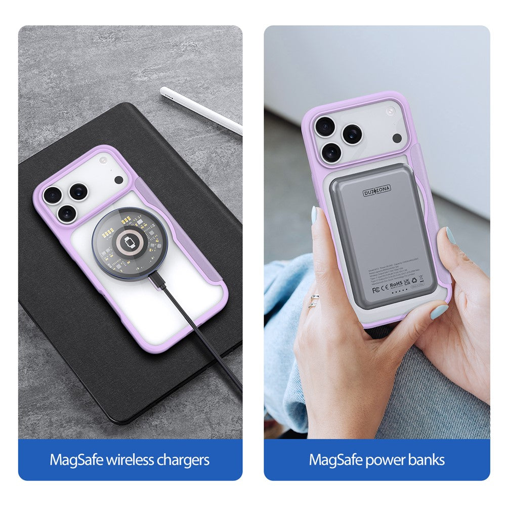 For iPhone 17 Pro Max Leather Case DUX DUCIS Skin X Pro Series Flip Cover Compatible with MagSafe - Purple Pink