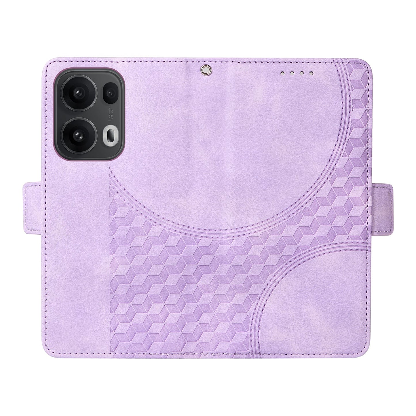 For Oppo Reno13 Pro 5G / Oppo Reno14 Pro 5G (China) / Oppo Reno14 Pro 5G (Global) Leather Cases Wallet Rhombus Imprinted Phone Cover Stand with Strap - Purple