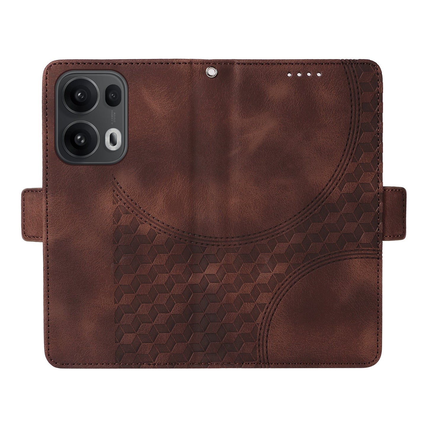 For Oppo Reno13 Pro 5G / Oppo Reno14 Pro 5G (China) / Oppo Reno14 Pro 5G (Global) Leather Cases Wallet Rhombus Imprinted Phone Cover Stand with Strap - Brown