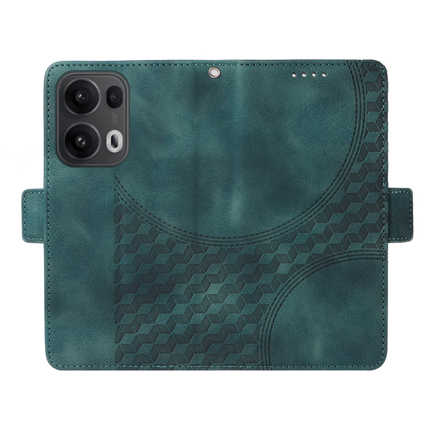 For Oppo Reno13 Pro 5G / Oppo Reno14 Pro 5G (China) / Oppo Reno14 Pro 5G (Global) Leather Cases Wallet Rhombus Imprinted Phone Cover Stand with Strap - Green