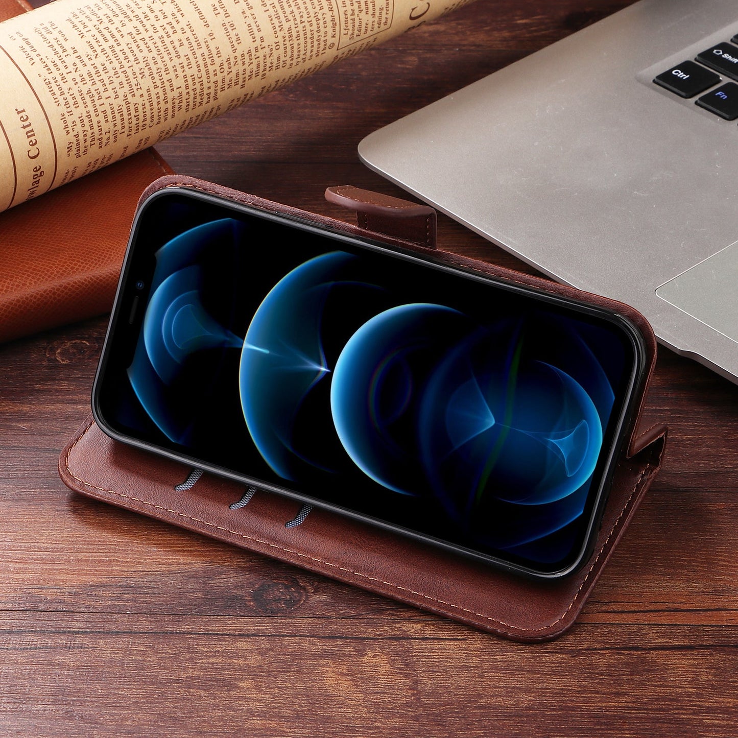 For Oppo Reno14 Pro 5G (China) / Oppo Reno13 Pro 5G / Oppo Reno14 Pro 5G (Global) PU Leather Cases with Zipper Pocket Wallet Phone Cover Stand - Brown