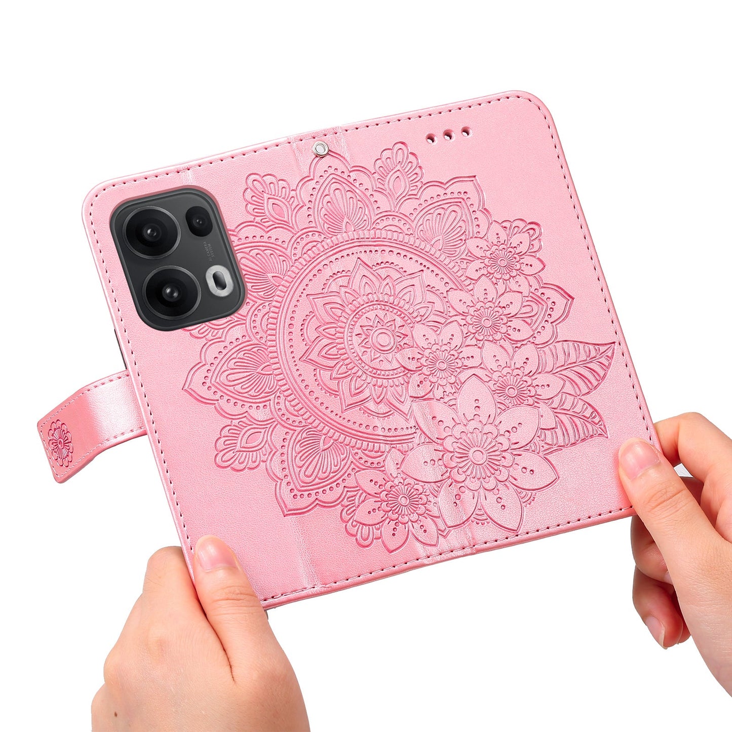 For Oppo Reno14 Pro 5G (China) / Oppo Reno13 Pro 5G / Oppo Reno14 Pro 5G (Global) Case Floral Pattern PU Leather Wallet Stand Phone Cover - Pink