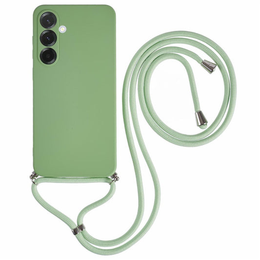 For Samsung Galaxy A17 5G Case Flexible TPU Fiber Lining Anti-Shock Crossbody Phone Cover - Matcha Green