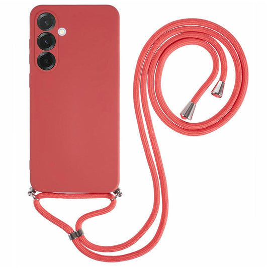 For Samsung Galaxy A17 5G Case Flexible TPU Fiber Lining Anti-Shock Crossbody Phone Cover - Hawthorn Red