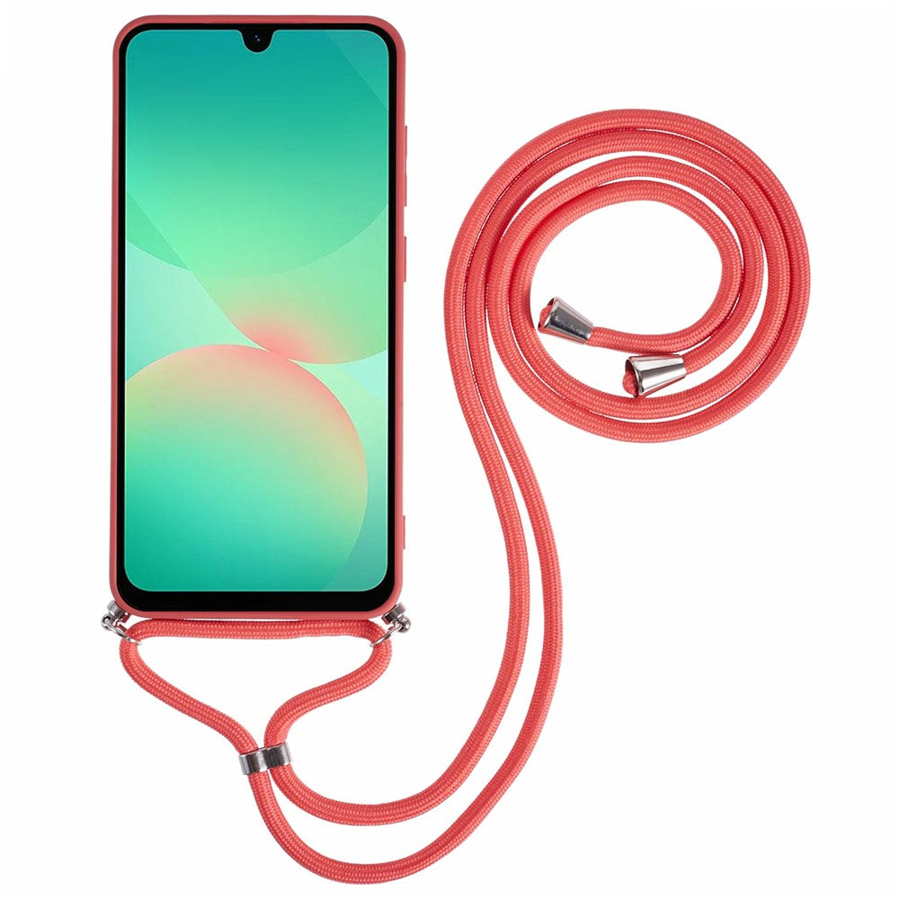 For Samsung Galaxy A17 5G Case Flexible TPU Fiber Lining Anti-Shock Crossbody Phone Cover - Hawthorn Red