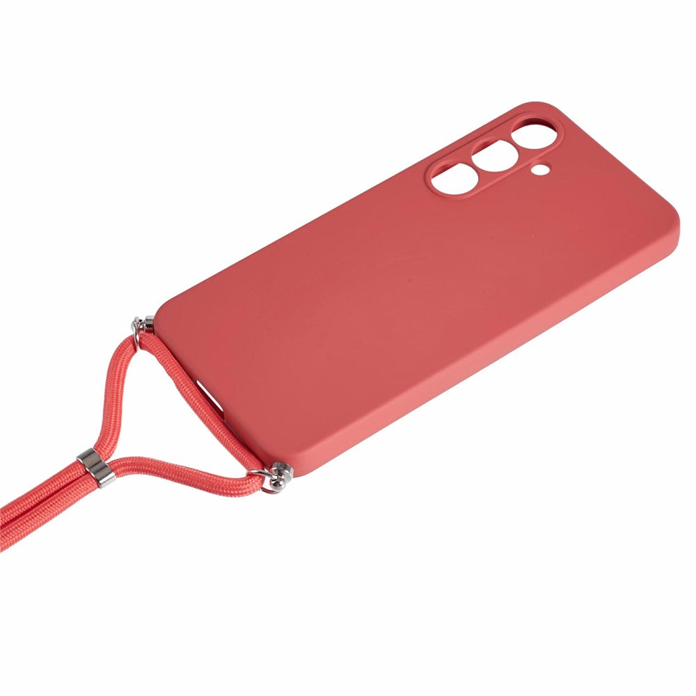 For Samsung Galaxy A17 5G Case Flexible TPU Fiber Lining Anti-Shock Crossbody Phone Cover - Hawthorn Red