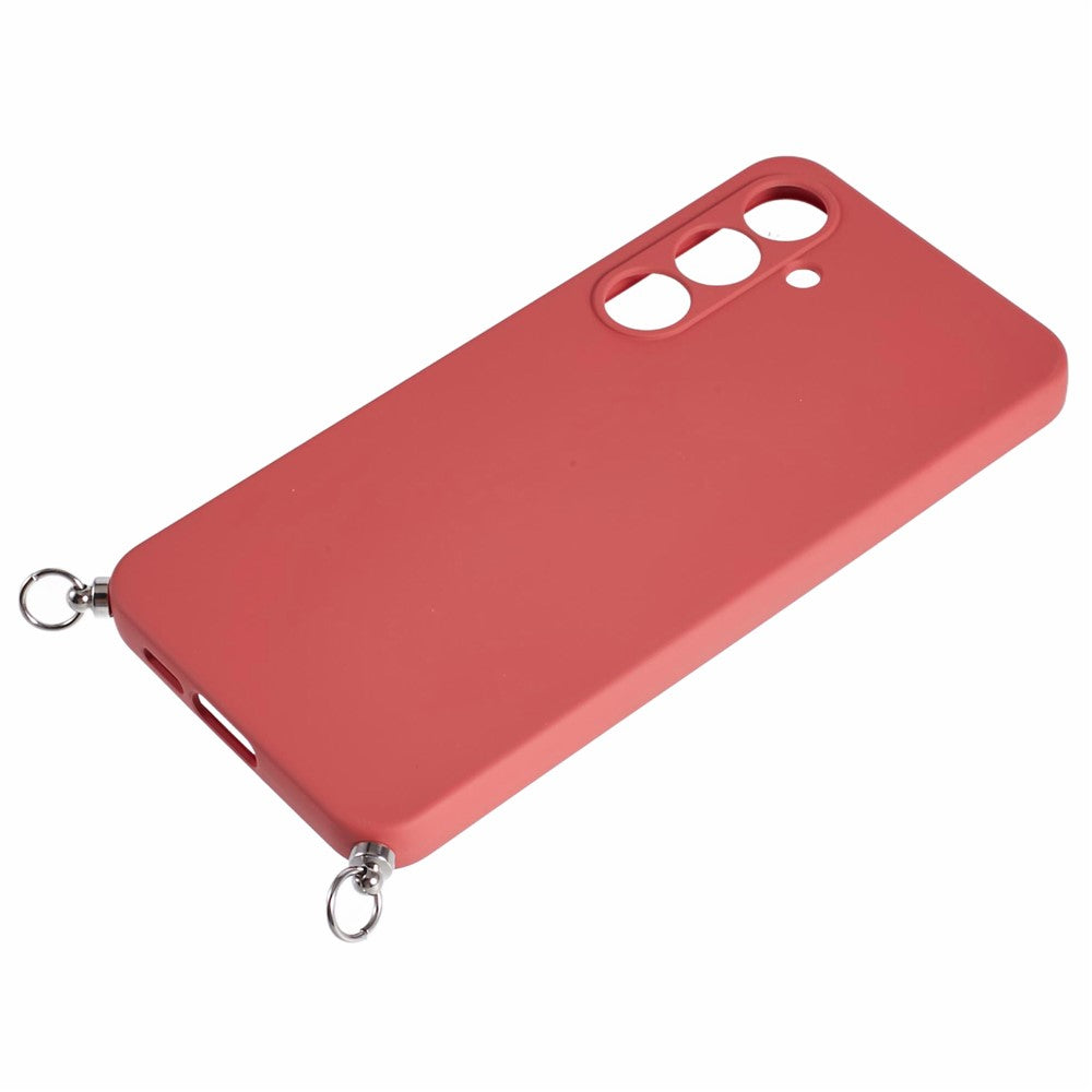 For Samsung Galaxy A17 5G Case Flexible TPU Fiber Lining Anti-Shock Crossbody Phone Cover - Hawthorn Red