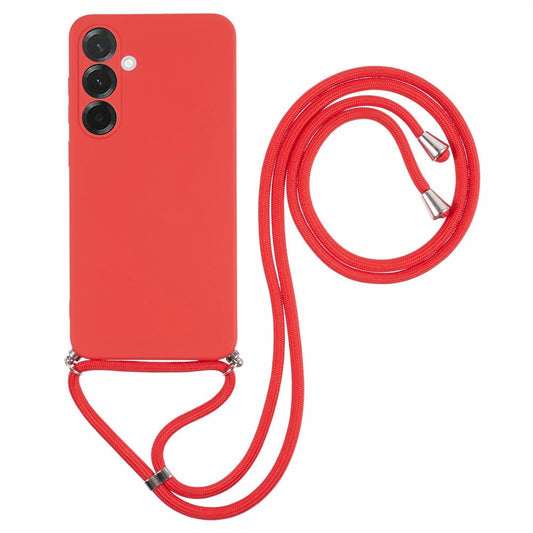 For Samsung Galaxy A17 5G Case Flexible TPU Fiber Lining Anti-Shock Crossbody Phone Cover - Red
