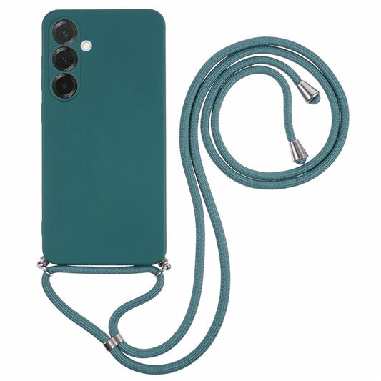 For Samsung Galaxy A17 5G Case Flexible TPU Fiber Lining Anti-Shock Crossbody Phone Cover - Army Green