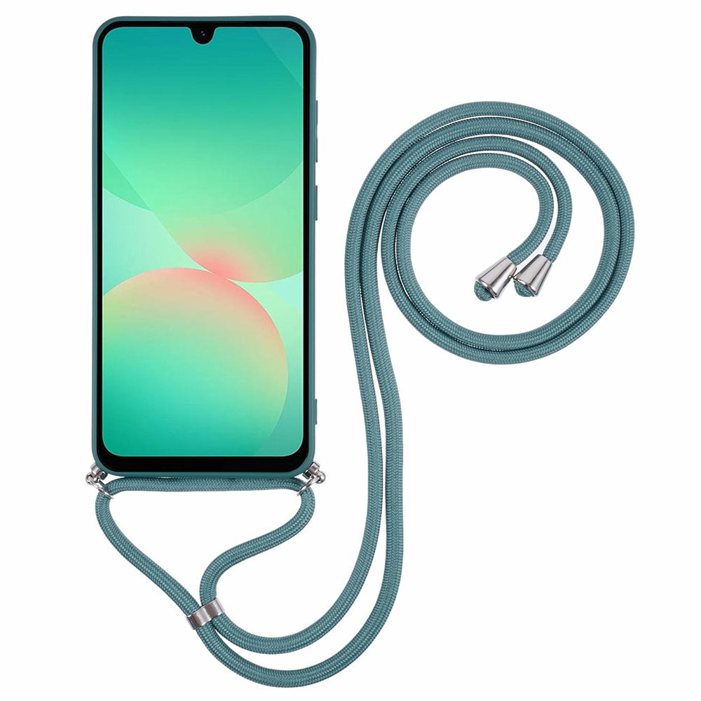 For Samsung Galaxy A17 5G Case Flexible TPU Fiber Lining Anti-Shock Crossbody Phone Cover - Army Green