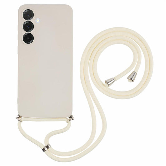 For Samsung Galaxy A17 5G Case Flexible TPU Fiber Lining Anti-Shock Crossbody Phone Cover - White