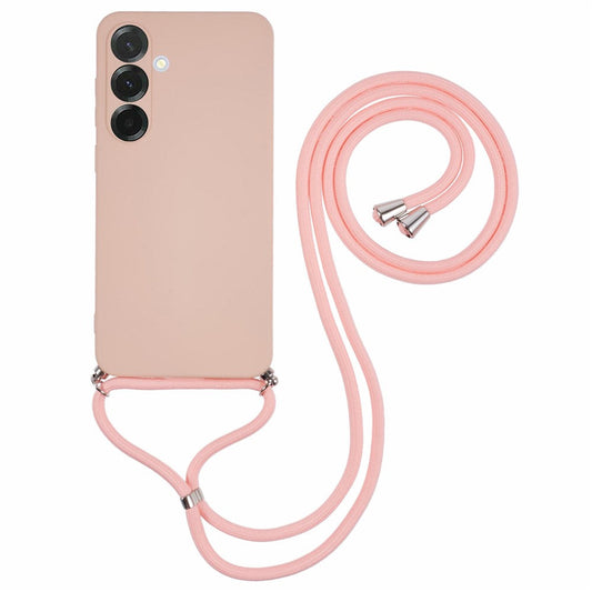 For Samsung Galaxy A17 5G Case Flexible TPU Fiber Lining Anti-Shock Crossbody Phone Cover - Pink