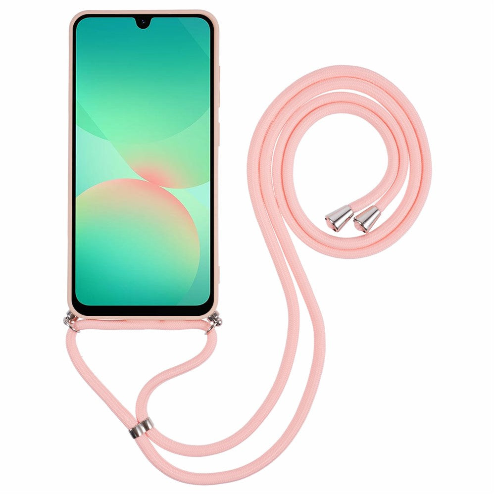 For Samsung Galaxy A17 5G Case Flexible TPU Fiber Lining Anti-Shock Crossbody Phone Cover - Pink