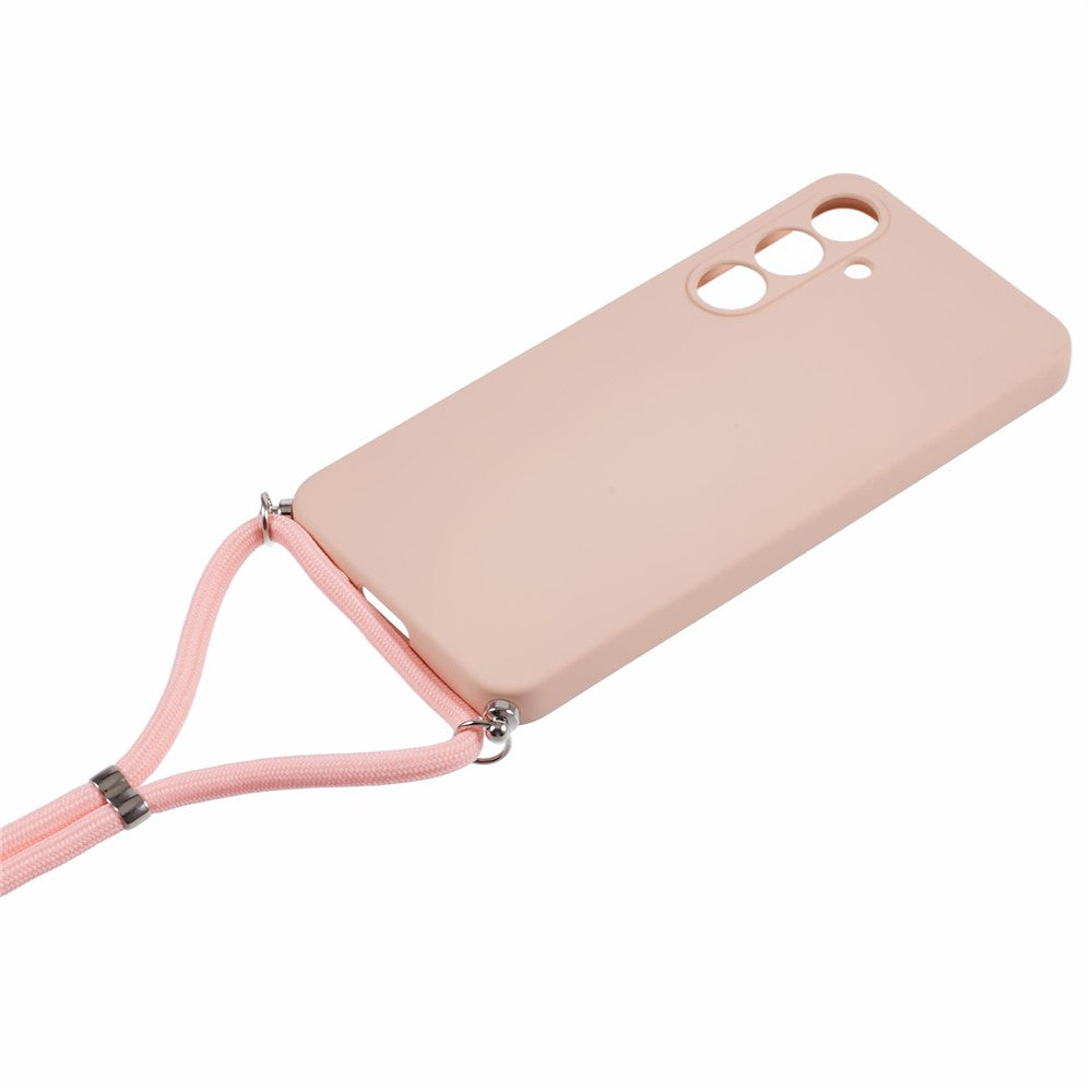 For Samsung Galaxy A17 5G Case Flexible TPU Fiber Lining Anti-Shock Crossbody Phone Cover - Pink