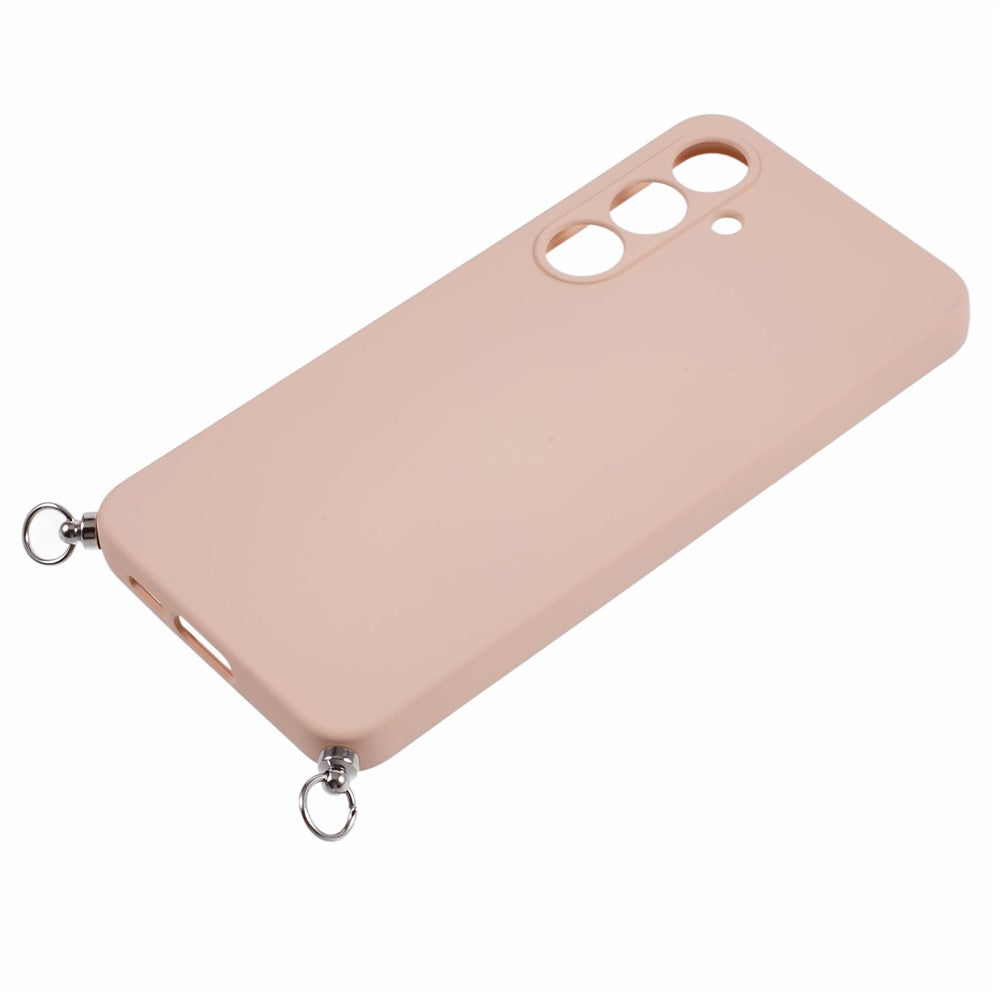 For Samsung Galaxy A17 5G Case Flexible TPU Fiber Lining Anti-Shock Crossbody Phone Cover - Pink