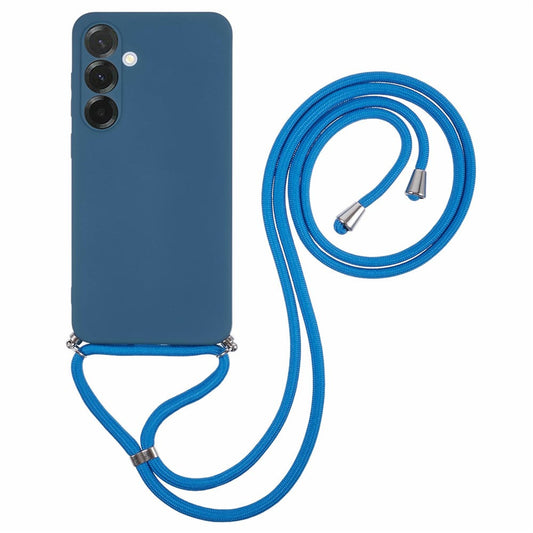 For Samsung Galaxy A17 5G Case Flexible TPU Fiber Lining Anti-Shock Crossbody Phone Cover - Sapphire