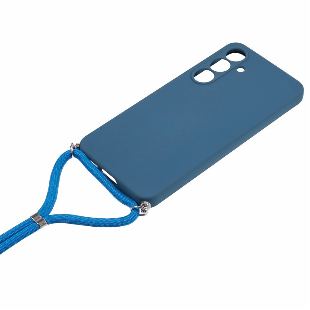 For Samsung Galaxy A17 5G Case Flexible TPU Fiber Lining Anti-Shock Crossbody Phone Cover - Sapphire