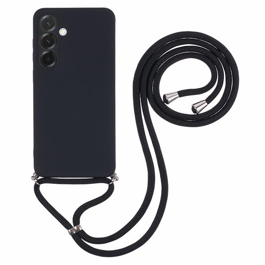 For Samsung Galaxy A17 5G Case Flexible TPU Fiber Lining Anti-Shock Crossbody Phone Cover - Black