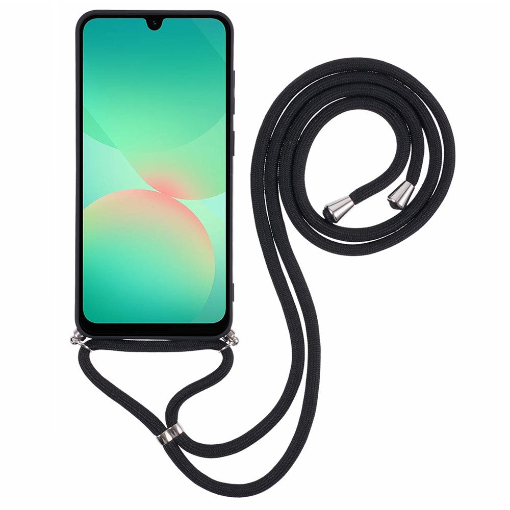 For Samsung Galaxy A17 5G Case Flexible TPU Fiber Lining Anti-Shock Crossbody Phone Cover - Black