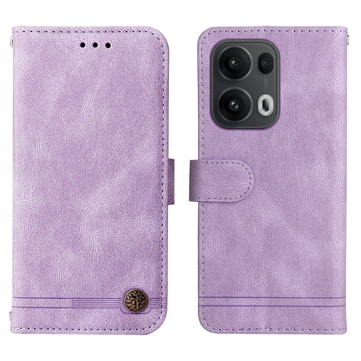 For Oppo Reno14 Pro 5G (China) / Oppo Reno13 Pro 5G / Oppo Reno14 Pro 5G (Global) Leather Wallet Cases Skin Touch Phone Cover Stand with Strap - Purple