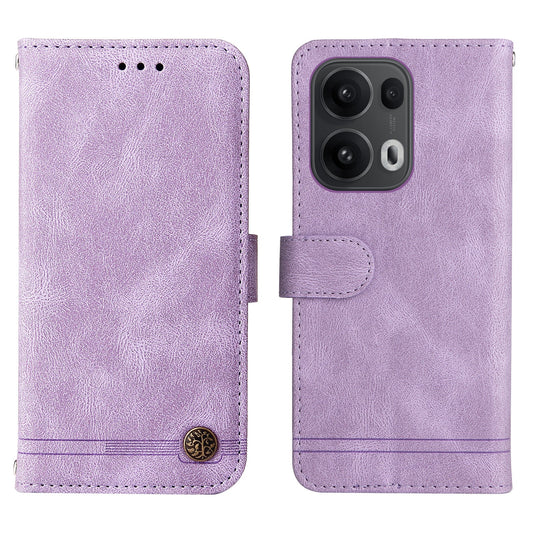 For Oppo Reno14 Pro 5G (China) / Oppo Reno13 Pro 5G / Oppo Reno14 Pro 5G (Global) Leather Wallet Cases Skin Touch Phone Cover Stand with Strap - Purple