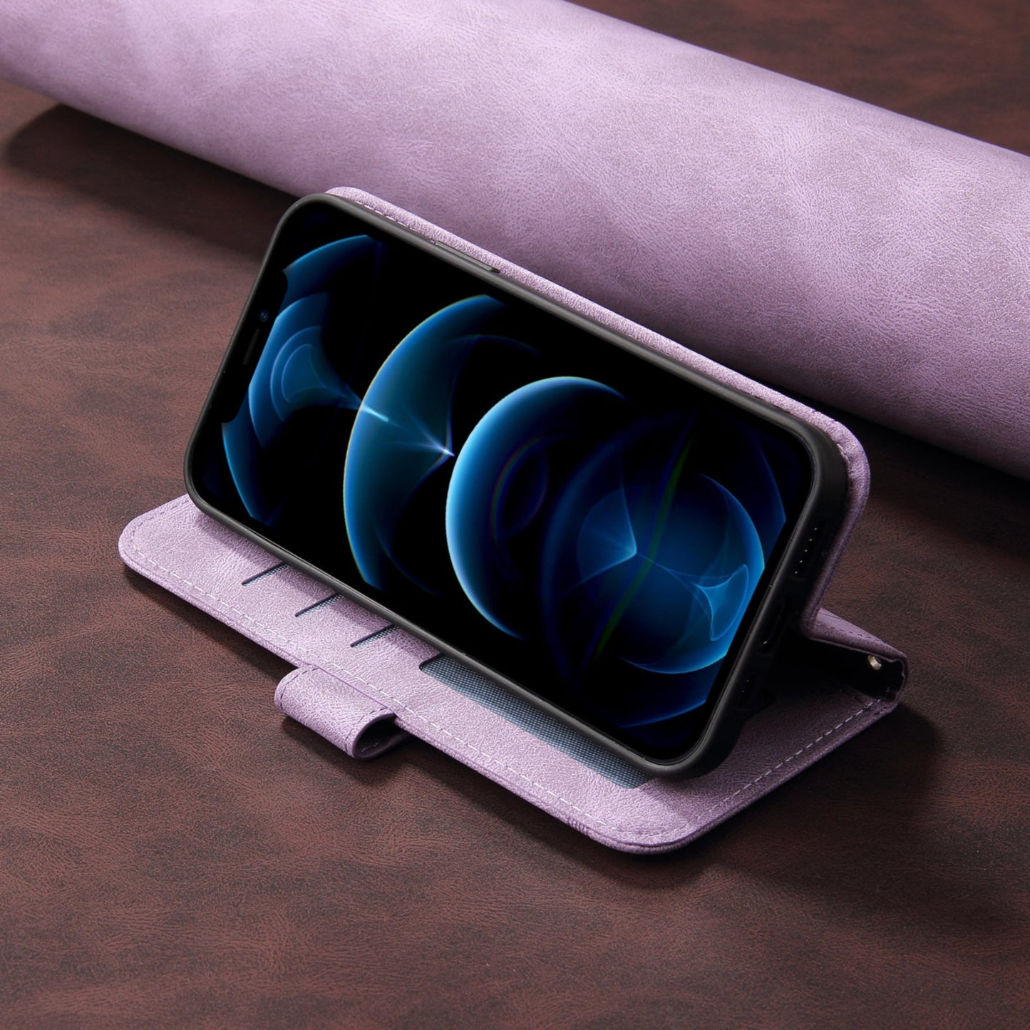 For Oppo Reno14 Pro 5G (China) / Oppo Reno13 Pro 5G / Oppo Reno14 Pro 5G (Global) Leather Wallet Cases Skin Touch Phone Cover Stand with Strap - Purple