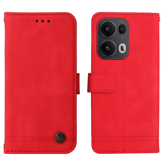 For Oppo Reno14 Pro 5G (China) / Oppo Reno13 Pro 5G / Oppo Reno14 Pro 5G (Global) Leather Wallet Cases Skin Touch Phone Cover Stand with Strap - Red